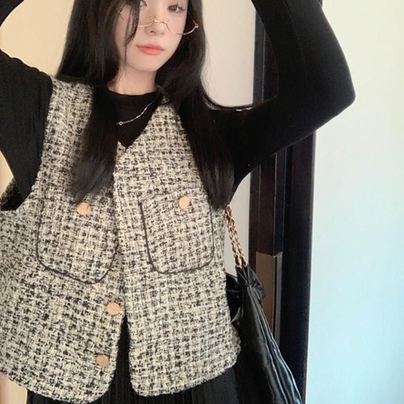 Жилет без рукавов, куртка, универсальный женственный стиль, многослойный жилет с V-образным вырезом