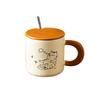 Cute Cat Pattern Ceramic Coffee Cup with Spoon Cartoon Cat Drinkware Cat Vintage Mug  Office