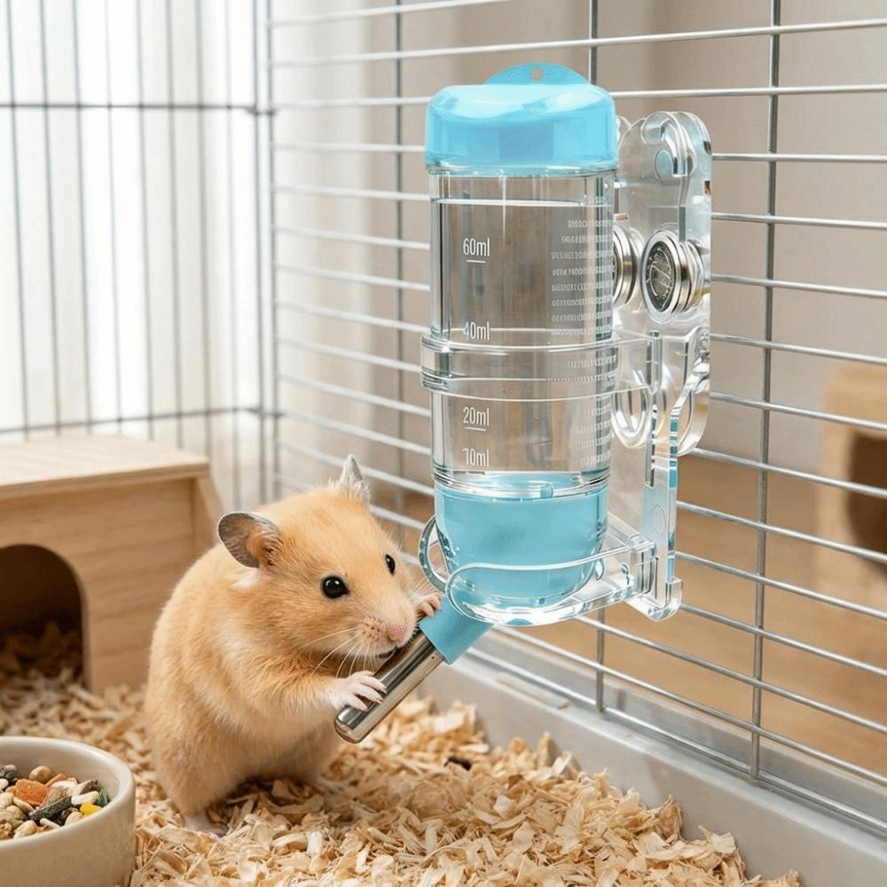 Transparent Hamster Water Bottle Holder Acrylic Sturdy Magnetic Base Holder Wall-mounted Without Bottle Small Pet Kettle Holder