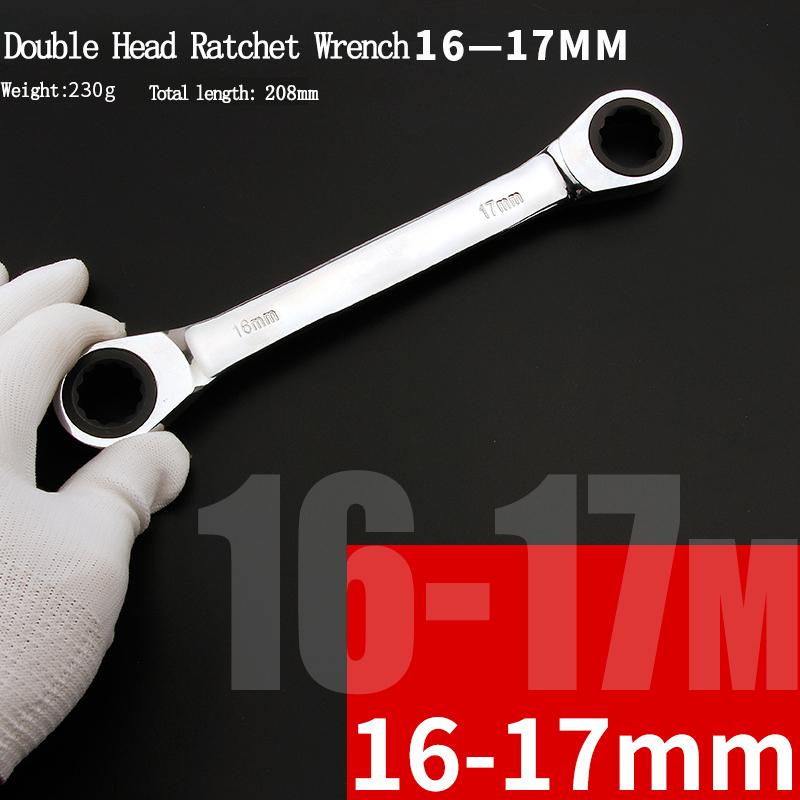Хром-ванадиевое кольцо с двойной головкой, реверсивный гаечный ключ с трещоткой 8-9-10-12-13-14-15-16-17-18-19 мм, набор гаечных ключей с трещоткой