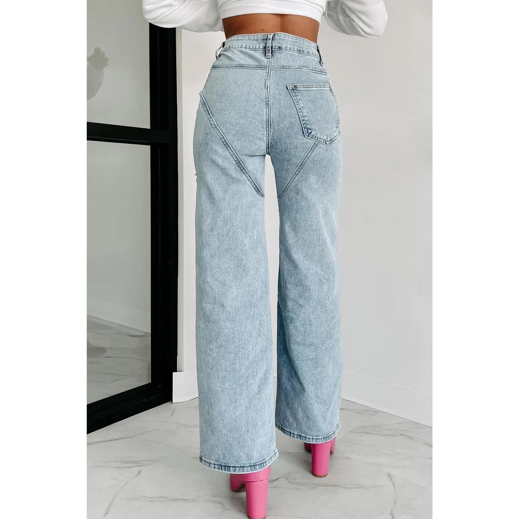 IHUASU Весна-лето Модные повседневные рваные прямые джинсы для женщин Брюки