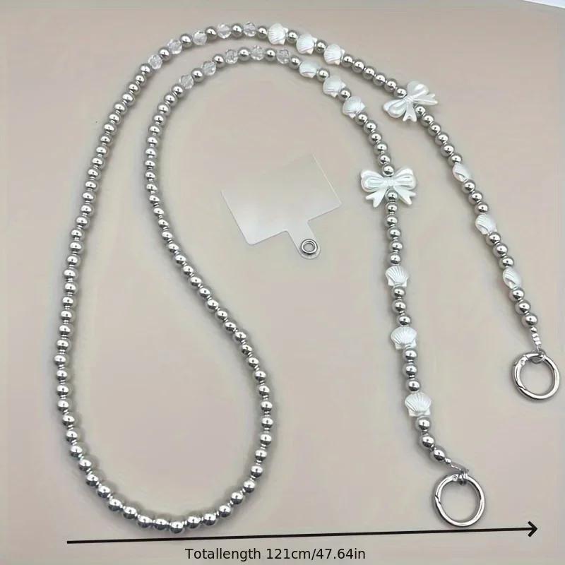 Silver Color Butterfly Shell Long Pendant Chain Crossbody Bag Charm Women's Accessories