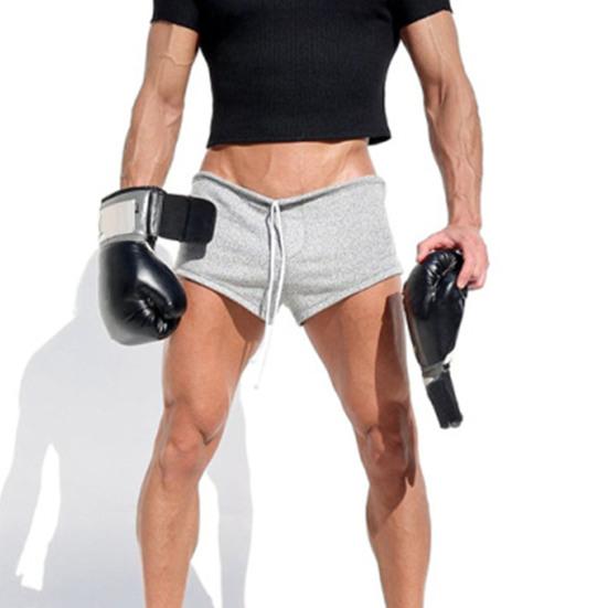 Men Casual Shorts Elastic Waist Adjustable Drawstring Sport Shorts Solid Color Loose Fit Gym Running Shorts