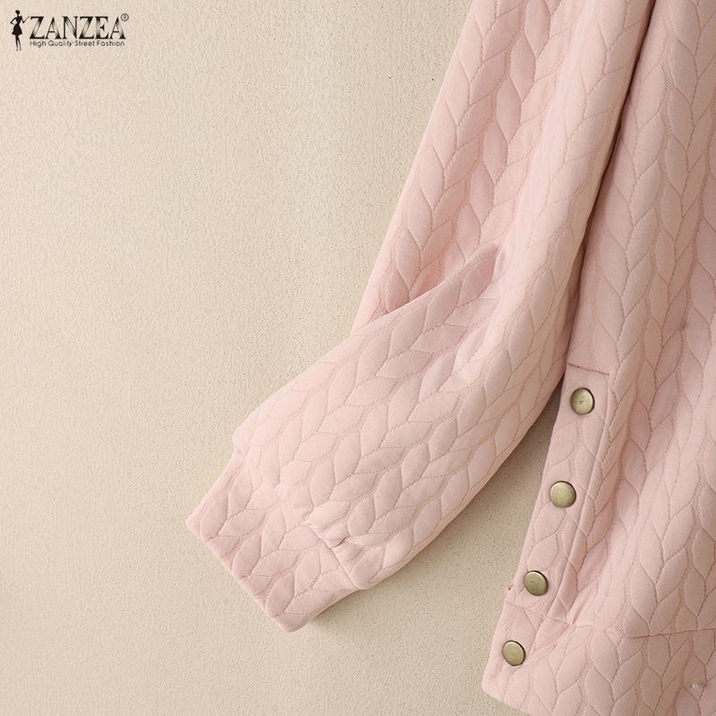 ZANZEA Women Casual Round Neck Long Sleeve Loose Pullover Sweatshirts