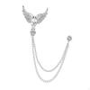 Suit Brooch with Chain, Lapel Badge Pin, Hanging Chain Brooch, Men's Angel Wing