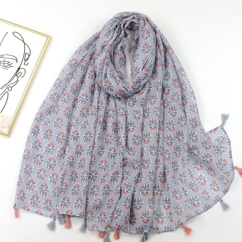 Spain Lovely Poppy Floral Tassel Viscose Shawl Scarf Lady High Quality Wrap Thin Headband Bufandas Muslim Hijab Sjaal 180*90Cm