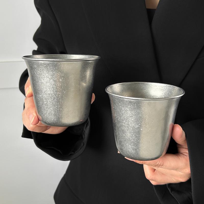 American Retro Matte Food‑Grade Stainless Steel Cup, Thick Wide‑Mouth Industrial‑Style Coffee & Cold Drink Tumbler