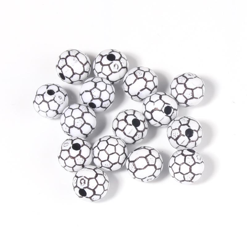50 Pcs/bag Rugby, Basketball, Volleyball Acrylic Beads for Early Education & Handmade Crafts