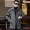 Зимнее кашемировое пальто для мужчин среднего и пожилого возраста, шерстяное пальто с лацканами для папы, бархатное пальто средней длины на пуговицах