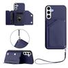 For Samsung Galaxy S24 FE Case Card Holder Kickstand Skin-Touch Phone Cover with Wrist Strap