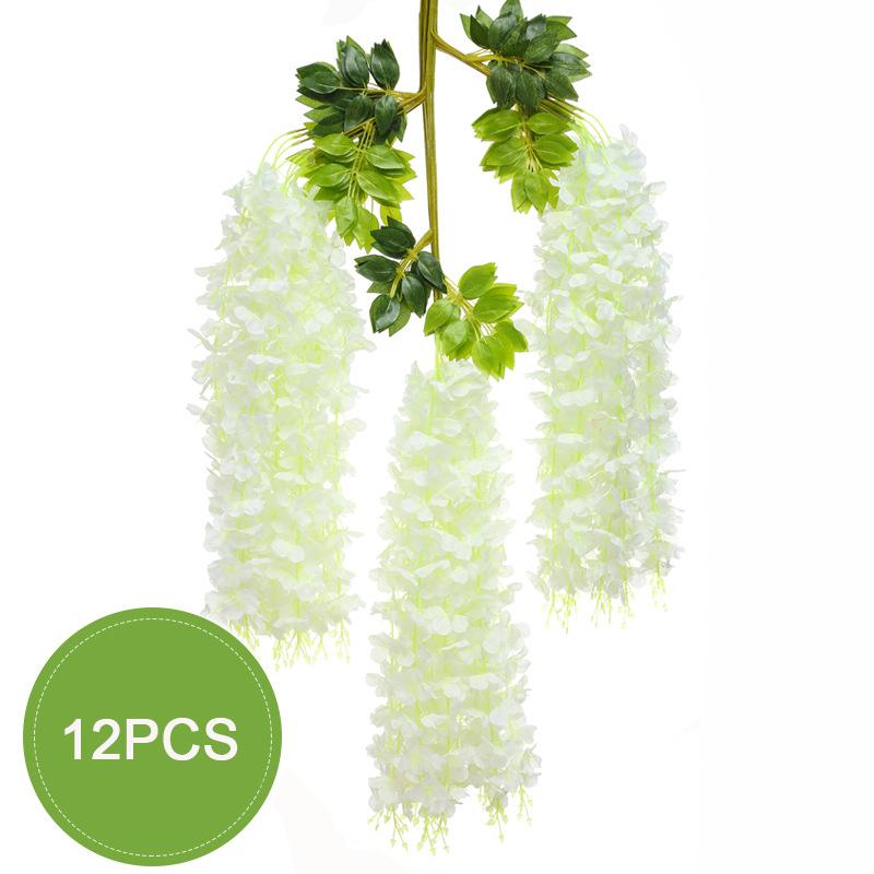 12X искусственные поддельные висячие шелковые цветы глициния виноградная лоза растение сад домашний декор