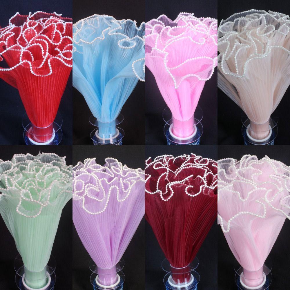 Букет ручной работы, упаковочная ткань для цветов, жемчужное кружево, подарочная упаковочная бумага для свадьбы ко Дню святого Валентина