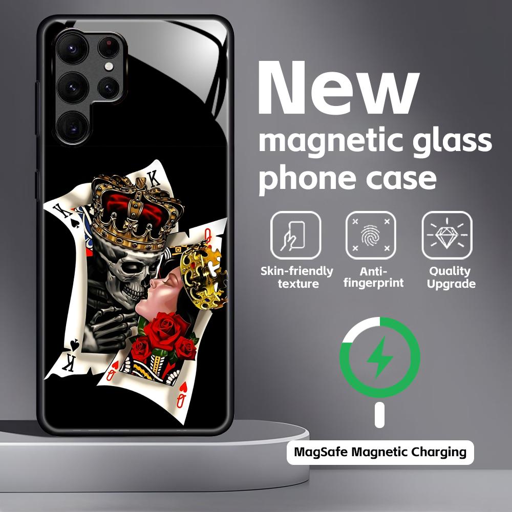 poker Phone Case For Samsung S26 S25 S24 S23 S22 S21 Plus Ultra Note20 Glass Magnetic Case