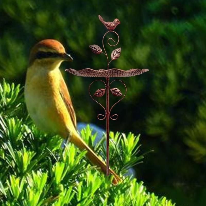 Antique Metal Garden Planter And Bird Feeder Weather Resistant Outdoor Decoration For Patios Balcony Or Yard Landscaping