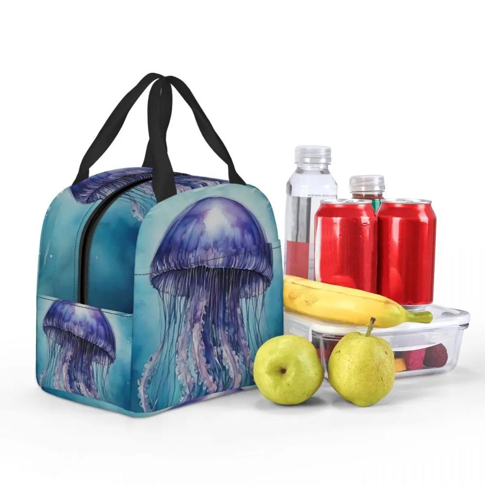 Jellyfish Underwater Watercolor Insulated Lunch Bag for Kids School Cooler Thermal Food Box Tote Portable Lunch Boxes Container