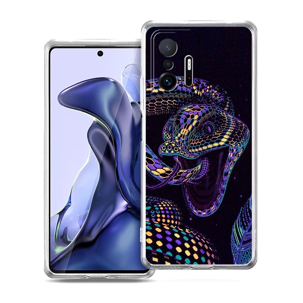 Прозрачный чехол для телефона для Xiaomi Mi 14 13 12 11 Ultra 13T 12T 11T Poco X3 NFC F3 F6 Pro Lite 5G Мягкий ТПУ корпус Змея Новый год