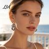 Unique Hollow Three Dimensional Earrings 1 Pair Women Retro Drop Earrings, Vintage Carved Faux Pearl Elegant Metal with Pearls Dangle for Anniversary