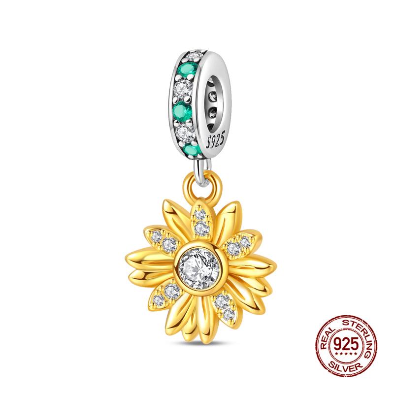 Charms Copper Fit Charms 3Mm Original Bracelet Womens Sunflower Bead Under The Moon Pendant Diy Fine Jewelry Gift New In