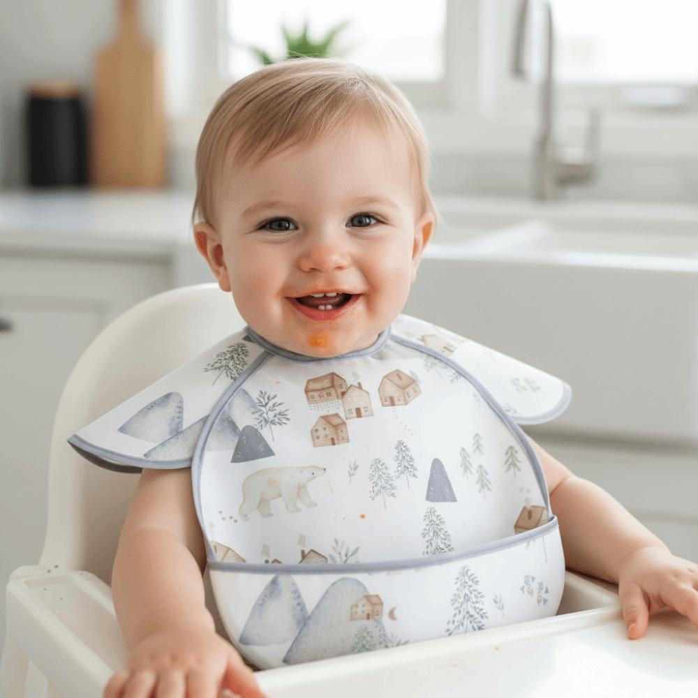 Sleeveless Design Feeding Bib Reusable Fabric Full Body Cover Bib  Toddler Feeding