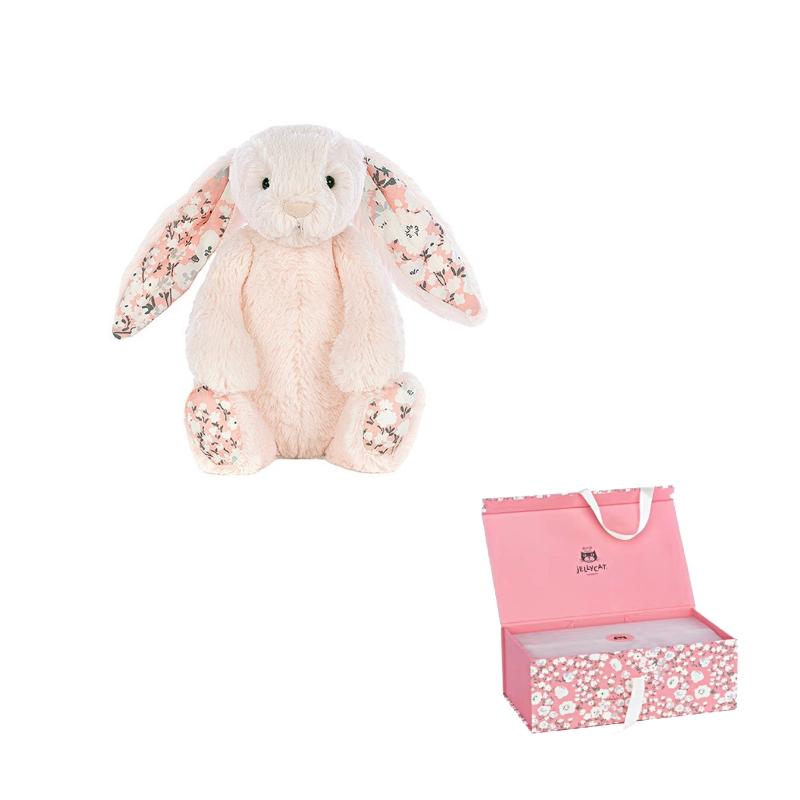 JELLYCAT Серия Бонни Кролик Девочка Цветочная Ткань Вишнево-Розовый Бонни Кролик Китай Ограниченная Успокаивающая Кукла Плюшевая Кукла 18см/31см/51см Высота