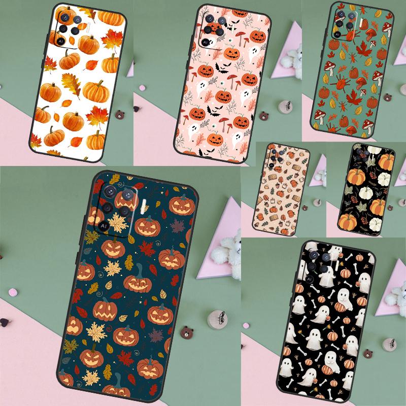 Осенние Листья Тыква Хэллоуин Для OPPO A96 A76 A16 A5 A6 Pro A15 A17 A57 A18 A38 A58 A78 A98 A54 A74 A94 A40 A60 A80 Чехол