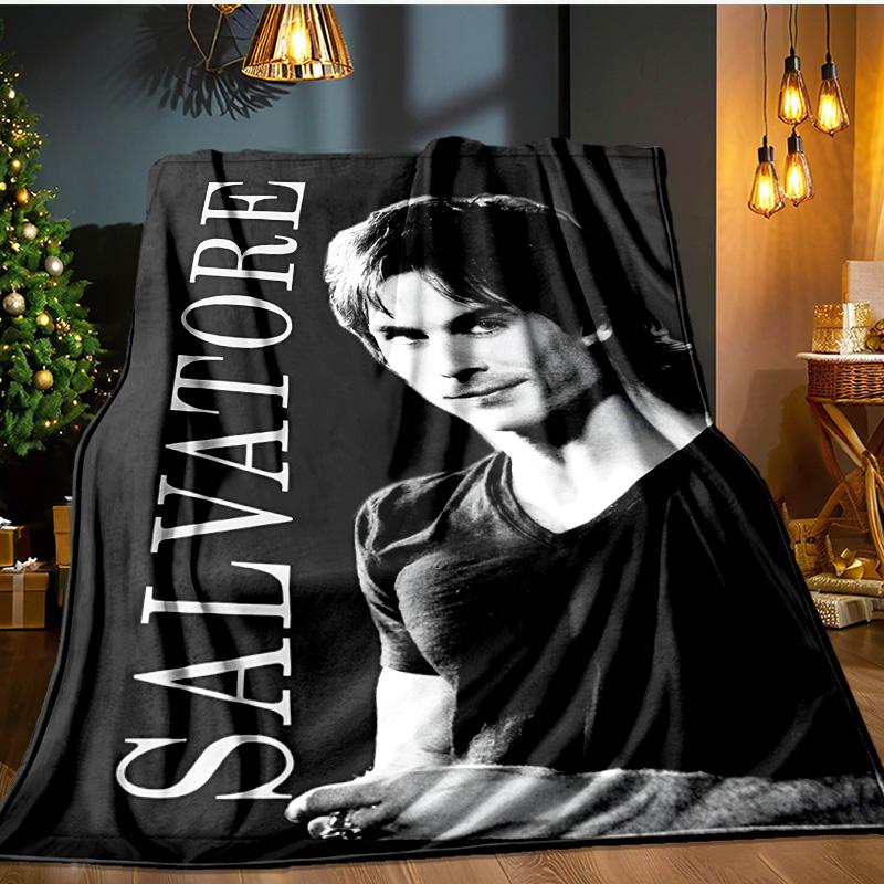 Damon Salvatore Romance Blanket Flannel Throw for Sofa, Indoor, Camping, Living Room, Office, Chair, And Bed Soft Birthday Gift