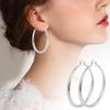 Women 925 Sterling Solid Ear Stud Hoop Earrings Wedding Jewelry