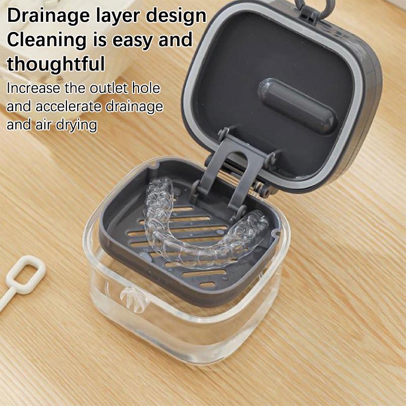 Портативный контейнер для каппы, контейнер для ретейнера, контейнер для чистки полости рта, контейнер для хранения зубных протезов, контейнер для замачивания зубных протезов с сетчатой корзиной