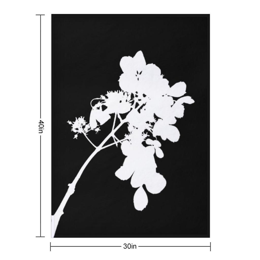 Flower Tops Silhouette Black and White Throw Blanket Multi-Purpose Polar for babies Camping Blankets
