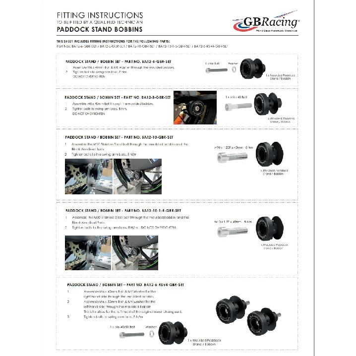 6ММ GBRacing КОМПЛЕКТ СТОЕК ПОД МАЯТНИК / БОБИНЫ Бобины для стойки под маятник Парковочные шары ДЛЯ YAMAHA R1 R3 R6 R7 MT-09 MT-07 MT-10 Для Aprilia