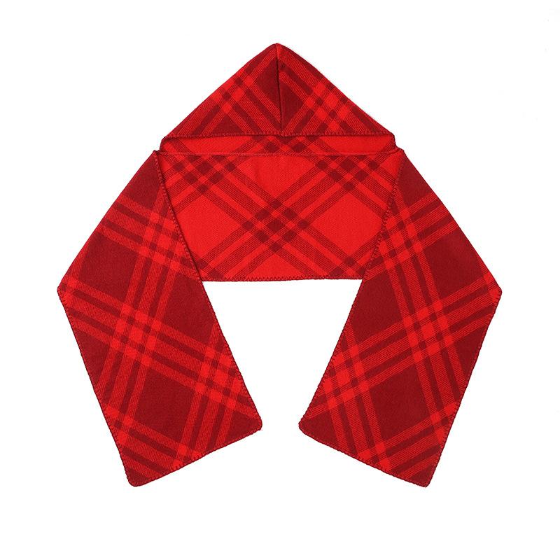 Retro blue and white plaid scarf women's autumn and winter senior sense versatile Korean hooded plaid warm couple scarf