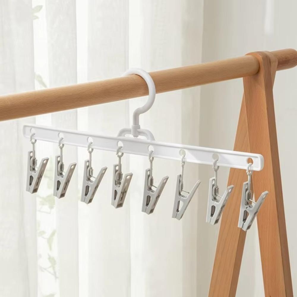 5pcs Pants Clip 8 Clips Socks Drying Rack Non-Slip Plastic Drying Clips Windproof Multi-Function Underwear Drying Household