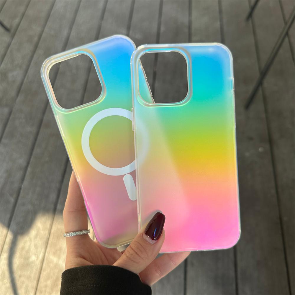Матовый лазерный градиентный радужный магнитный чехол для For Iphone 17 Air 16 1 14 13 12 11 Pro Max Plus 16E Для противоударного чехла