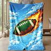 Flaming Football Theme blanket Lightweight Warm Flannel Blanket Decorative Throw Blanket for Home Decoration
