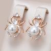 1 Pair Gold Color Spider Shape Imitation Pearl Dangle Earrings For Women Animal Party Jewelry Accessories
