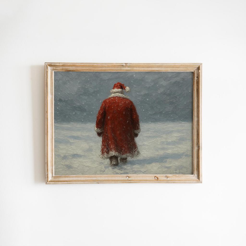 Dreamy Nordic Winter Vintage Christmas Poster Santa Reindeer Holiday Modern Prints Canvas Painting Wall Picture Home Room Decor
