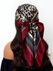 90cm Leopard Print Neckerchief Hijab Scarf For Women Silk Satin Headband Hair Scarves Female Square Shawls Ladies Head Bandana