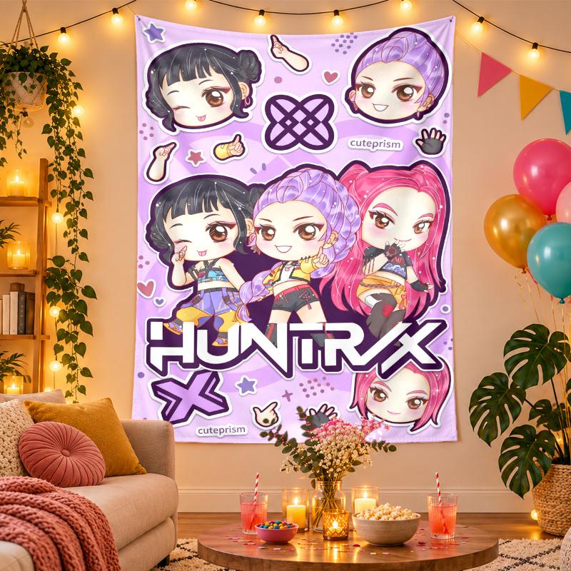 Полиэстеристый настенный гобелен с дизайном Kpop Охотники на демонов, Декоративное панно для спальни, гостиной, общежития