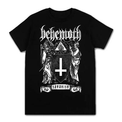 Мужская одежда Летние футболки Черные футболки с принтом Metal Behemoth с круглым вырезом и коротким рукавом Топы Футболка большого размера Мужская уличная одежда