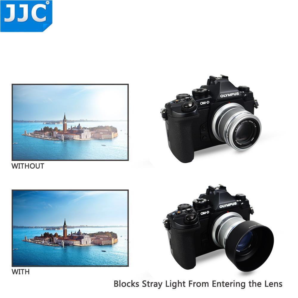 JJC LH-J40B Черно-серебристая профессиональная бленда для объектива For Olympus M.ZUIKO DIGITAL 45mm 1:Бленда LH-40B для объектива 1.8 Заменяет Olympus LH-40B