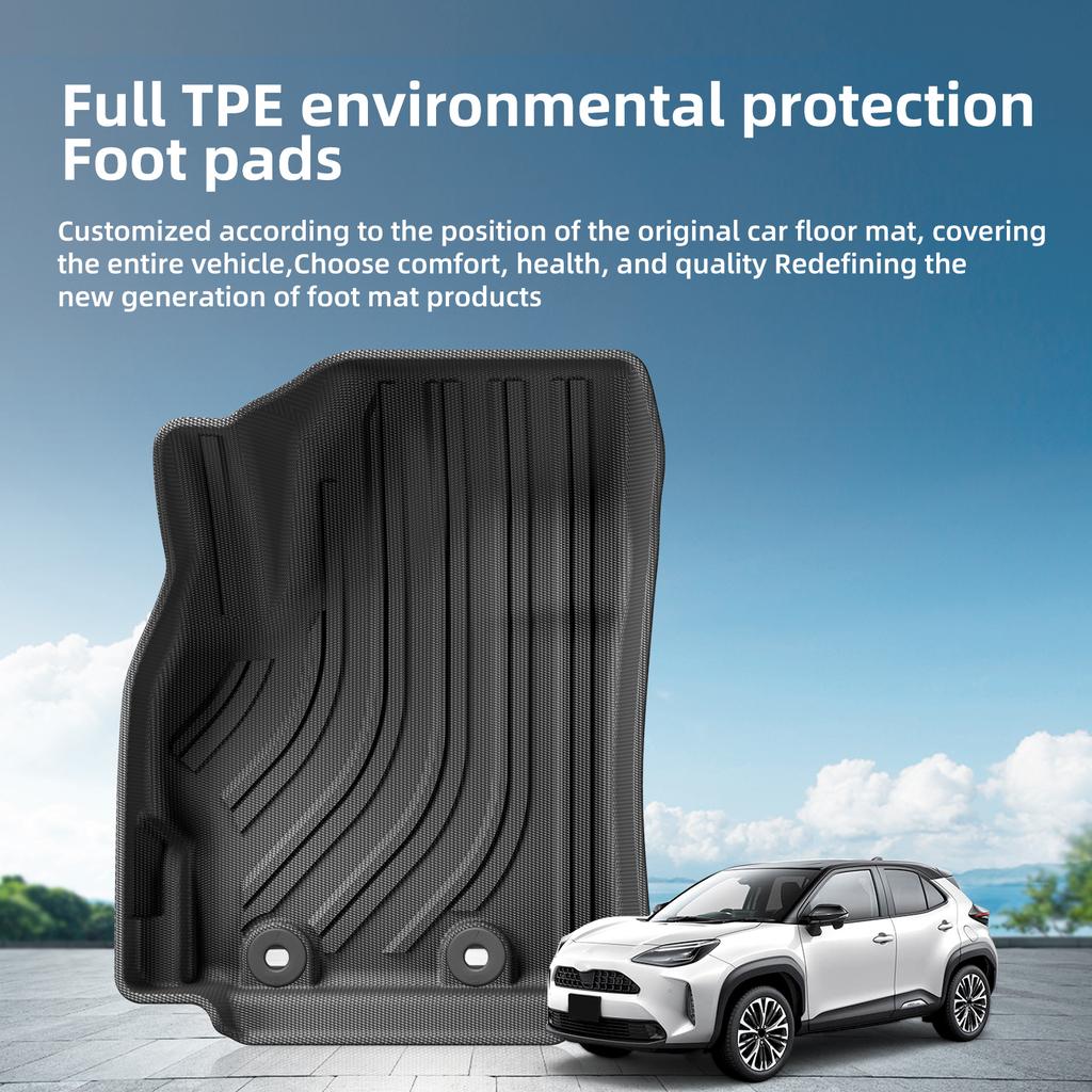 LUCKEASY Left Drive for Toyota Yaris Cross 2022 -2026 TPE Car Floor Mats Trunk Pad  Backrest Liner Interior Accessories Black