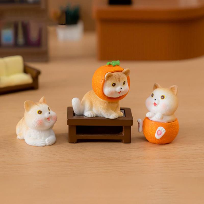 Mini Cute Orange Cat Micro Landscape Ornament For Car Dashboard Home Room Desktop Decoration Gift