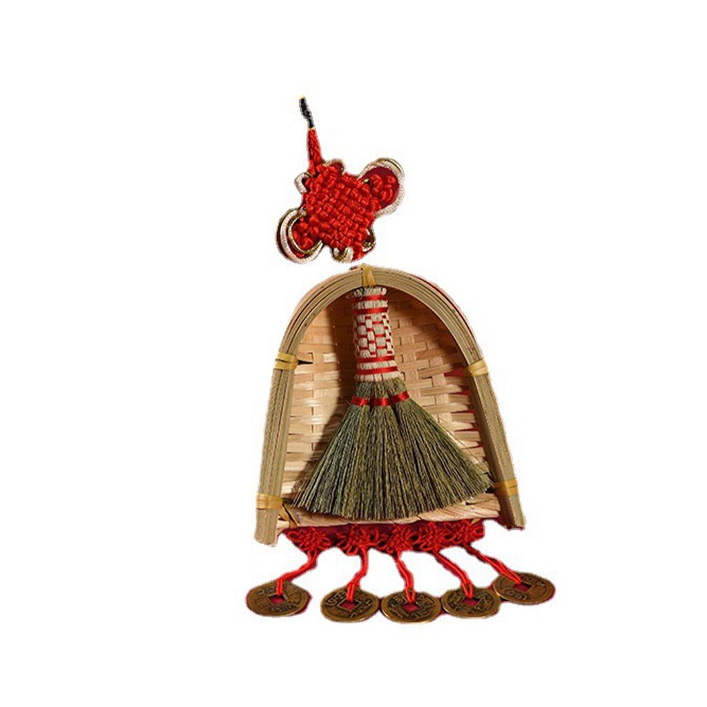 Broom Dustpan Decor Chinese Year Ornament Pendant New Tassel Hanging Decor Mini Fortune Broom