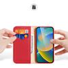 Dux Ducis Genuine Leather Wallet Case Flip Cover for iPhone 14 Pro - Red