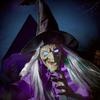 6 FT Halloween Flying Witch Decor Voice Activated Animatronic Witch On Broom with Light-up Eyes for Garden Yard Lawn Outdoor Indoor Decor