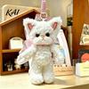 Soft Polyester Cat Pendant Plush Pendant, Cute Fuzzy Curly Kitten Charm, Backpack Charm Stuffed Animal Keychain Gift for Lovers