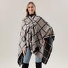 Hot-Selling Side Straps, Shawl, Foreign Trade Plaid Split Cape, And Thermal Scarf Outside.