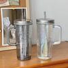 Стеклянная кружка для кофе емкостью 580 мл с безопасной трубочкой из нержавеющей стали и герметичной крышкой, стеклянная кружка для домашних напитков с ручкой