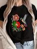 Hummingbird Portugal Flag Flower Graphic T-shirt