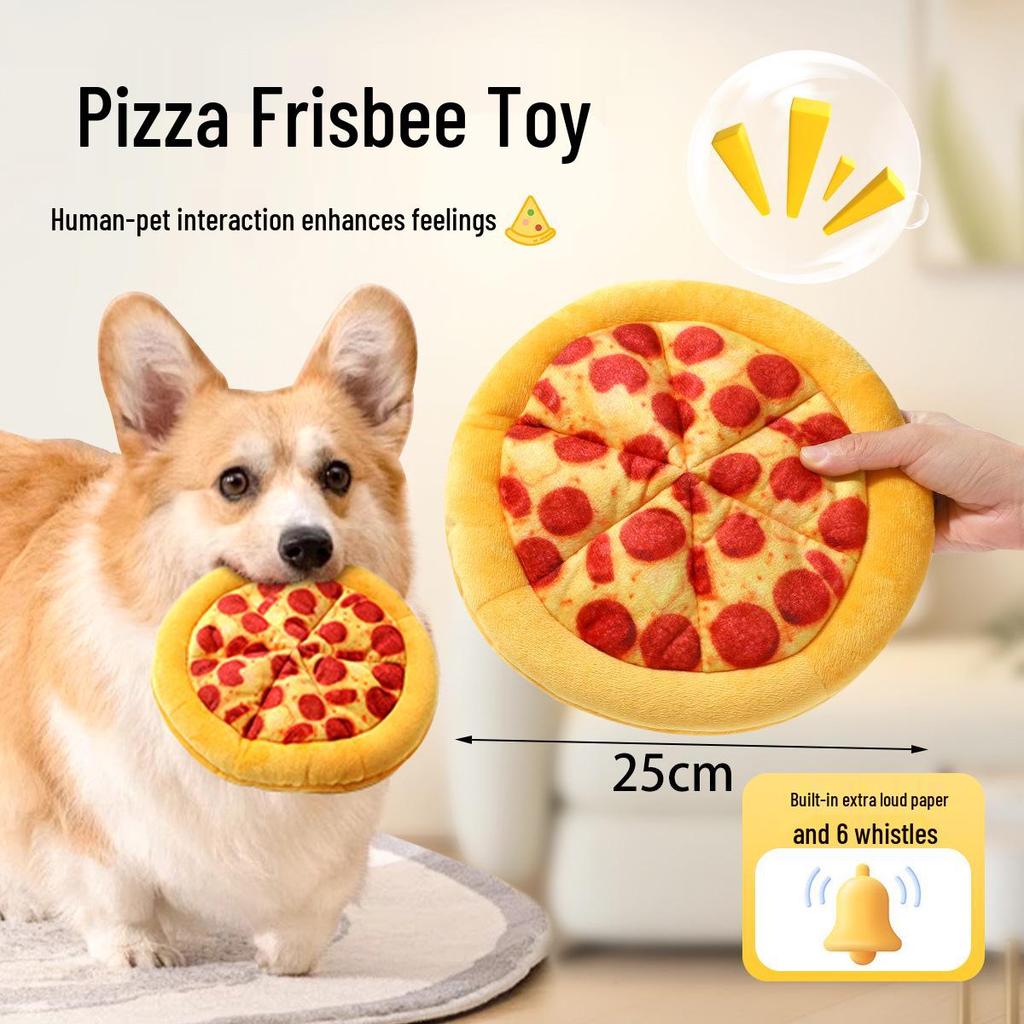 Plush Pizza Dog Toy: Bite-Resistant, Self-Play Molar Reliever for Small & Medium Dogs